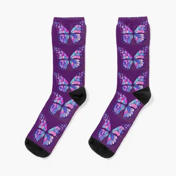 Розови и лилави чорапи с пеперуди, комплект къси чорапи, чорапи до глезена, аржентински чорапи, мъжки