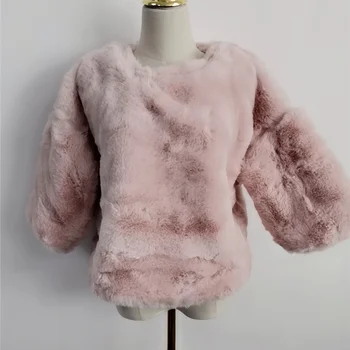 2023 Корейски случайни пуловер с дълъг ръкав, Дамски модни и Ежедневни дрехи Зимата с кожа, палта от изкуствена кожа, Женски дебел топъл пуловер вязаный
