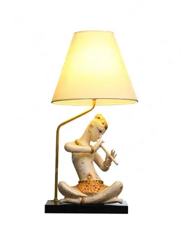 Настолна лампа от масивно Дърво Орнамент Ретро Декорация на Маса стая Спални Нощна Лампа лампа