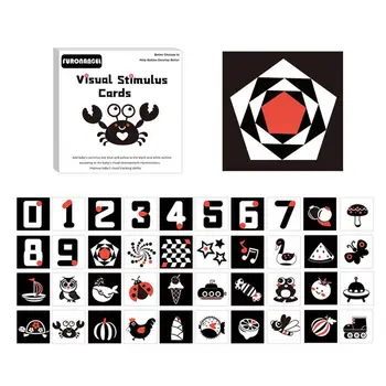 Черно-Бели Флаш-карти с 40 Рисунки, Визуални Забавни Играчки за деца от най-ранна Възраст 0-12 Месеца, Высококонтрастная Флаш карта за Визуална Стимулация