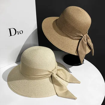 Нови Модни шапки с широка периферия и сенника възли на една кука за пикник, Плажна шапка с защита от uv, шапка-миди сен жак за улицата, летни дамски шапки, шапки