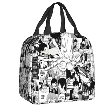 Термоизолированная чанта за обяд Manga Chainsaw Man Колаж, Дамски Множество чанта за обяд на открито, Многофункционална кутия за храна