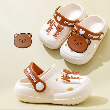 Детски чехли; лятна детски обувки; сандали за момичета; обувки за малки момчета; нескользящие домашни пантофи с образа на мечка и сладък животни