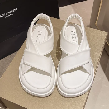 2023 Горещи Жени Дамски Обувки за Майките от естествена кожа, Сандали на равна подметка, Мека на куката-Контур, Корейски Летен Плаж