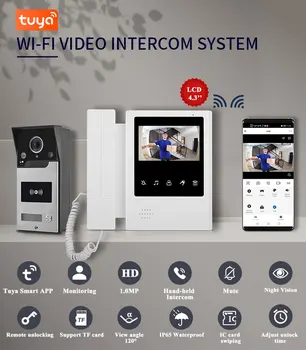 4,3-инчов умна WiFi, камера за отвора на разговор, приложението на Hristo, видео домофон, видео домофон, HD IR камера, отключване с IC карта