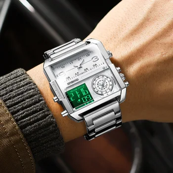 Модерни маркови мъжки бизнес кварцов часовник с голям циферблат, три часови зони, водоустойчив ръчни часовници, Мъжки спортни персонализирани ръчен часовник