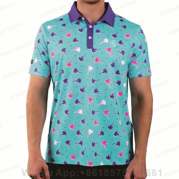 Мъжки Ризи поло с модерен принтом, Лятна риза за голф с къс ръкав, състезателни ризи F4, Ежедневни тениска, плажен топ