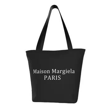 Потребителски Холщовые Пазарски Чанти Mm6 Margielas С Писмото Принтом, Дамски Чанти За Многократна Употреба За Пазаруване, Чанта-Тоут За Пазаруване