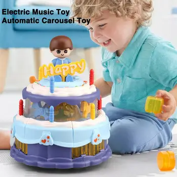 Електрическа Музикална играчка за торта с колела, която позволява да се избегнат пречките, Автоматична Въртележката, Музикална играчка за торта за рожден ден за дете