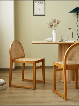 Мебели за Хранене на стол, с гръб от масивно дърво в Скандинавски стил, ратан, Всекидневни дизайн, маса за Хранене, Стол за дома, Модерни прости предмети от интериора
