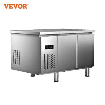 Търговска 2-врати, хладилник VEVOR от неръждаема стомана с цифров контрол на температурата за кухнята на ресторанта