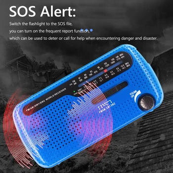 Слънчево ръчно радио 1200mAh USB преносимо външно аварийно радио SOS-аларма