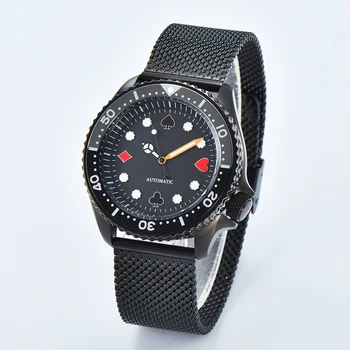 Модерен ръчен часовник за мъже, корпус от неръждаема стомана, гривни, Механизъм NH38, Сапфирен кристал, Светещи Водоустойчив Автоматични часовници