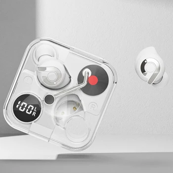 Нов прием на Безжични слушалки E89, калъф за зареждане, Показване на хранене, Прозрачни безжични слушалки, преносими слушалки