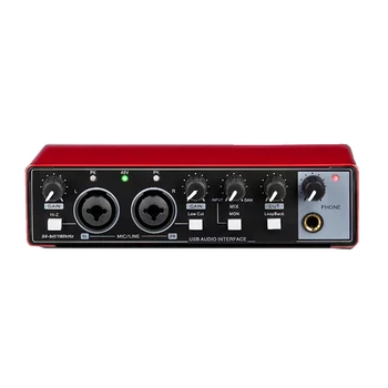 1 бр. звукова карта за студийната запис на USB Audio Professional 48 Phantom за запис на червено