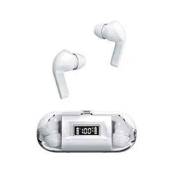 TM20 Настоящите Безжични Слушалки Bluetooth 5.3 ушите Спортни Игри Слушалки с Микрофон Прозрачен Калъф За Зареждане на Мини Слушалки