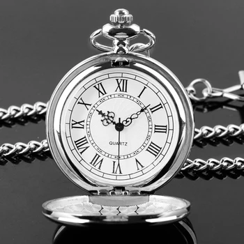 Най-добрата марка за Луксозни Сребърни кварцов джобни часовници За Мъже И жени, джобни часовници с брелоком, Ретро изискан подарък reloj hombre
