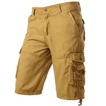 2023 Нови Летни Шорти-Карго Мъжки Памучни Мъжки Къси Панталони Удобен Спокойна Кацане с Множество Джобове Pantalon Ежедневни Панталони за Мъже