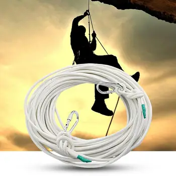 Безопасност кабел с дължина 10 м въже за оцеляване от стоманена тел, висока носеща способност, С карабинка, устойчив на абразия походный кабел за улицата