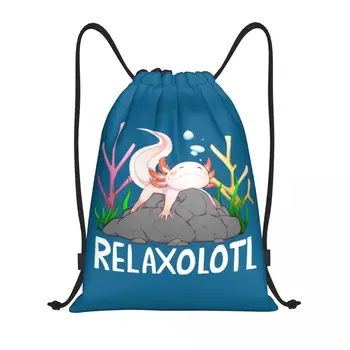 Relaxolotl Хубава Релаксираща Чанта с Аксолотлем на съвсем малък, Мъжки Сгъваема Спортна чанта за Фитнес, Раници за Дресура на животни Саламандър, Раници за съхранение