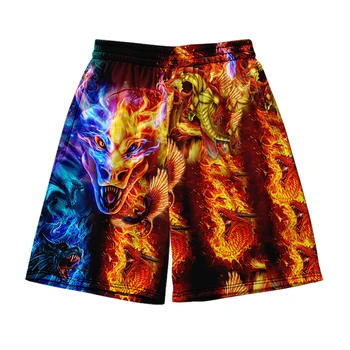 Хавайски плажни къси панталони, мъжки и дамски дрехи, ежедневни панталони с 3D дигитален печат, мода тенденция на панталони за двойки