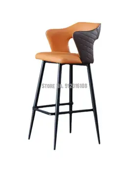 Скандинавски бар стол, модерен прост стол с облегалка, домакински бар стол с висока прическа, лек луксозна дизайнерска маса за хранене, бар стол с висока прическа