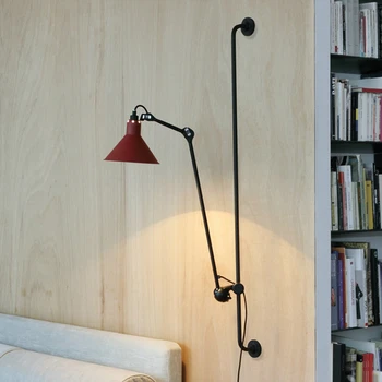 Кралски Ретро led монтиран на стената лампа с вилица, Въртящи се на метална лампа за четене, черен, червен, жълт Лампа за фоайе, спални, хотелски стаи, лампа