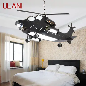 Окачен лампа ULANI за детски самолета, ретро led творчески cartoony лампа-хеликоптер за декор на Детска стая на Детска градина