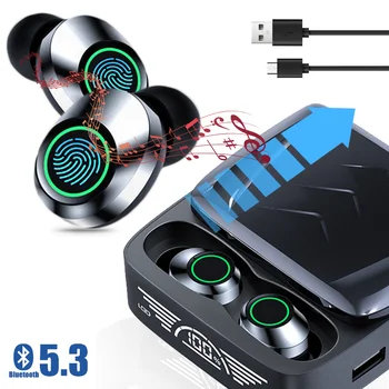 Ушите Bluetooth, спортни слушалки с цифров дисплей, слушалки V5.3, зарядно устройство ще захранване на скоростната с капацитет от 800 mah, стерео слушалки, безжични слушалки