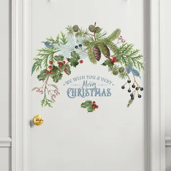 Кристалното Коледа прозорец, Vinyl стикер На стената, Зелено Оригинално Стъкло на прозореца, Коледни украси, Плакати, Коледни стикери за дома 2022