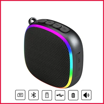 Bluetooth високоговорител мощен Bluetooth високоговорител Звукова панел 6 W 5,3 колона с RGB подсветка за нощуване на открито субуфер саундбокс