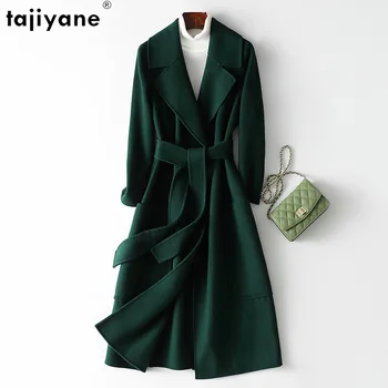 Tajiyane 100% Вълнени палта за жени, Зимни дрехи с Високо Качество 2023, Двустранен Вълнена Куртка, Дълга Козина, Връхни дрехи в Корейски Стил