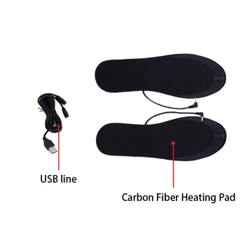 Топло за обувки с електрически нагревател, Режущаяся USB, Удобни Зимни Мъжки Женски Многократна употреба на Стелки От черен карбон, миещи се
