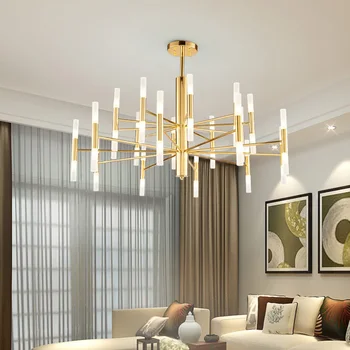 Модерна Led таван Полилей Модерен Дизайнерски лампа от черно злато с Артистичен интериор, Окачена лампа за кухня, хол, спалня на тавана Лампа