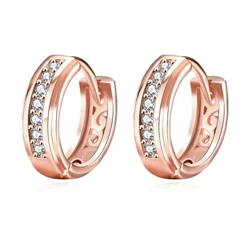 Garilina Обеци-пръстен от розово злато с бял кубическим цирконием, обеци-клипове за уши, Модни бижута за жени и момичета