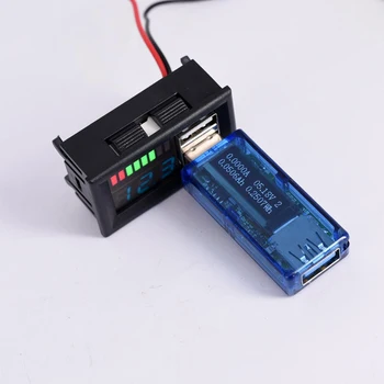 Авто волтметър 12V с два USB изхода led Индикатор капацитет на батерията Измерване на капацитета на батерията за кола RV Литиево свинцовокислотный батерия