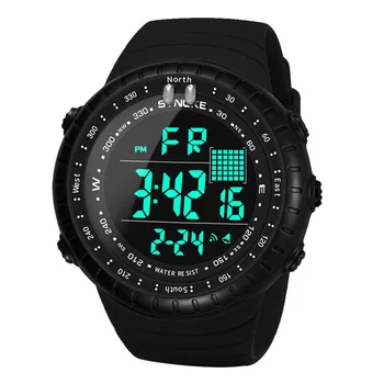 Електронни часовници за мъже с пластмасова каишка, открит голям екран, водоустойчив многофункционален мъжки електронни часовници