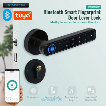 HOMSECUR Sasha Bluetooth APP дистанционно управление Умен биометрични Парола от пръстови отпечатъци, Разделени Заключване на дръжката на Вратата, за офиса