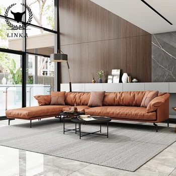 Минималистичная на тъканта, хол в скандинавски стил, модерен прост луксозен диван от латекс, тъкани без измиване