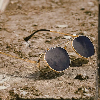 Vintage Слънчеви очила в стил Steampunk с Панти Капак, Ретро Полигональные Метални Слънчеви Очила за Мъже и Жени, Марка Дизайнерски обувки, Circle Oculos