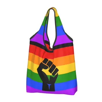 Чанти за пазаруване Black Lives Matter BLM Pride, Кавайные чанти за пазаруване, Големи преносими чанти LGBT Rainbow