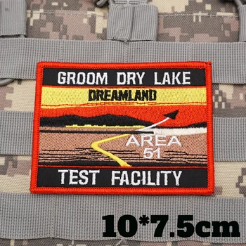 Groom Dry Lake Area 51 текстов обект, военни тактически ленти с бродерия, нарукавная превръзка, икона на раницата с цип кука за дрехи