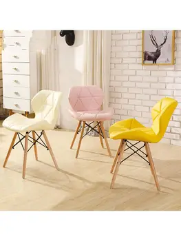 Модерен минималистичен стол за хранене, стол за домашно ресторанта компютърен стол от масивно дърво скандинавски стол за дневна