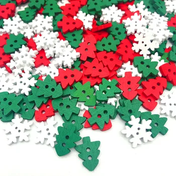 100шт Коледни Дървени Копчета Сладки Шиене на Копчета За Дрехи Цветни Копчета САМ Craft За Шиене, Аксесоари ръчна изработка