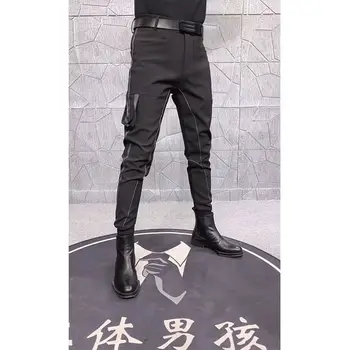 2023 Мъжки Зреещи Обикновена Ежедневни Корейски Тънки Диви Реколта Дебнещ Модерен Младежки панталони Пролетно Мъжко облекло L145