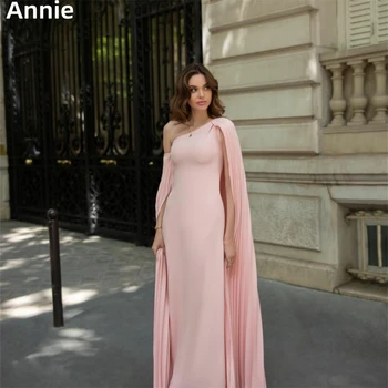 Елегантна Плиссированная наметало Ани, рокли за абитуриентски бал, Просто Розова Вечерна рокля с полегати рамене, За официални събития 2023 Vestidos De Noche