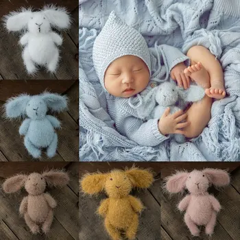 Снимка на новороденото Вълна заек ръчно изработени, реквизит за снимки на бебето, Сладки животни, Аксесоари за фотография, подпори за фотосесия