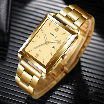 Кварцови часовници за Мъже, луксозни модерни бизнес часовници, Правоъгълник От неръждаема Стомана, мъжки Ежедневни кожени кварцов часовник Reloj Hombre